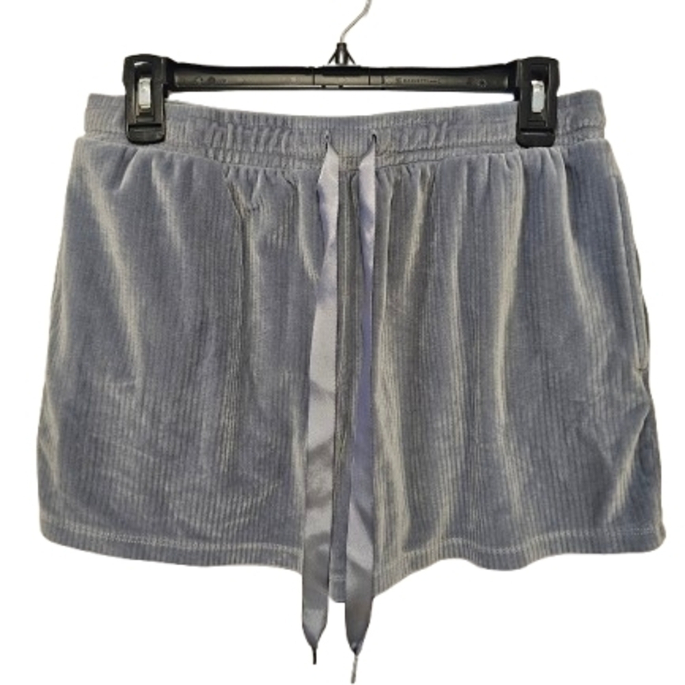 Jaclyn Intimates Gray Blue Soft Velour Pajama Shorts Women's Size Large
